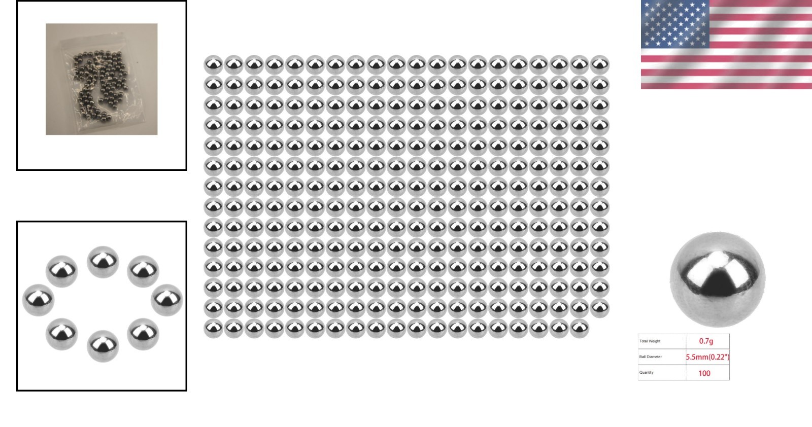 Durable 5.5mm Stainless Steel Bearing Balls – 100 Count for Varied Applications