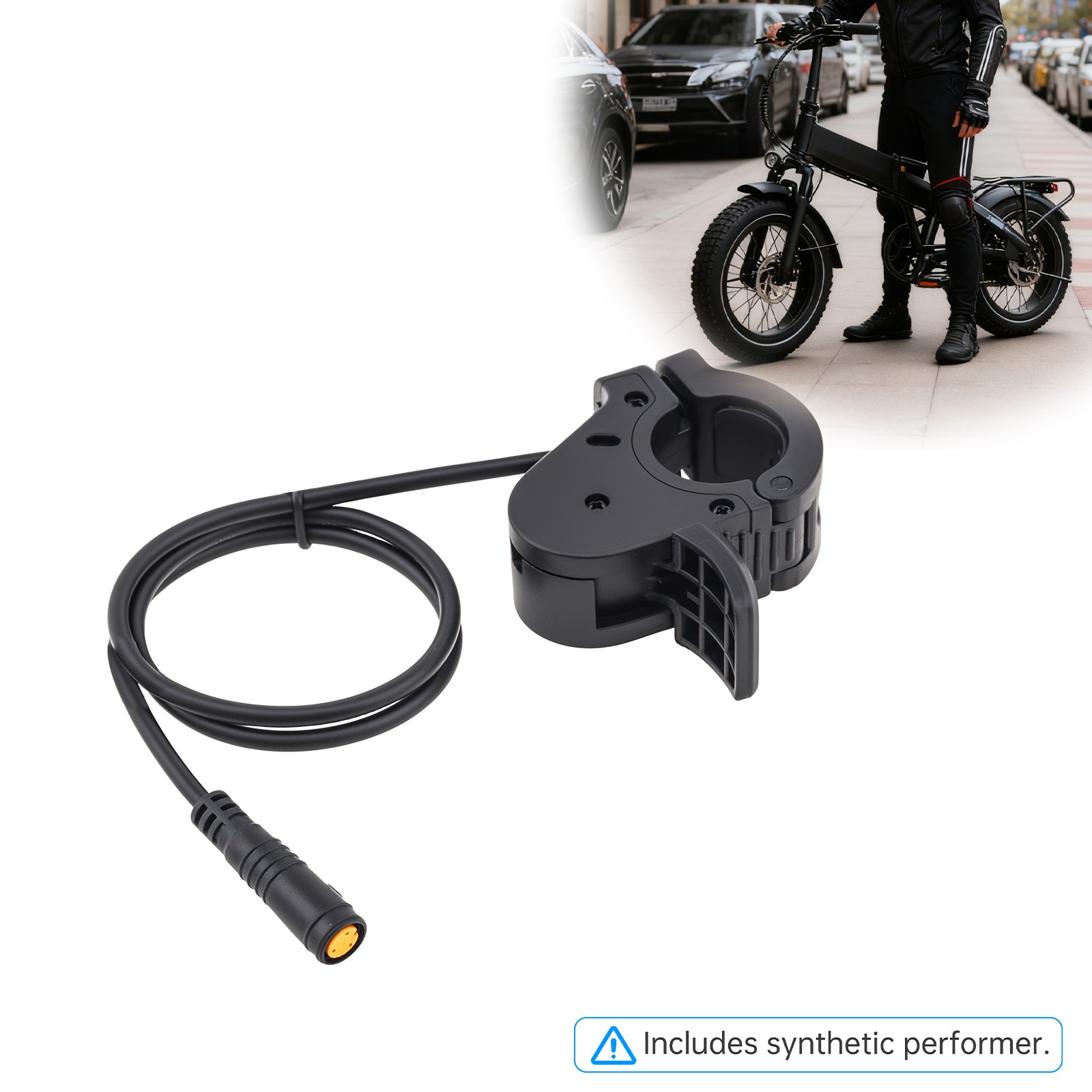 3 Pin Female Thumb Throttle for E-Bikes, 24V-72V, Matte Black Waterproof , 22mm