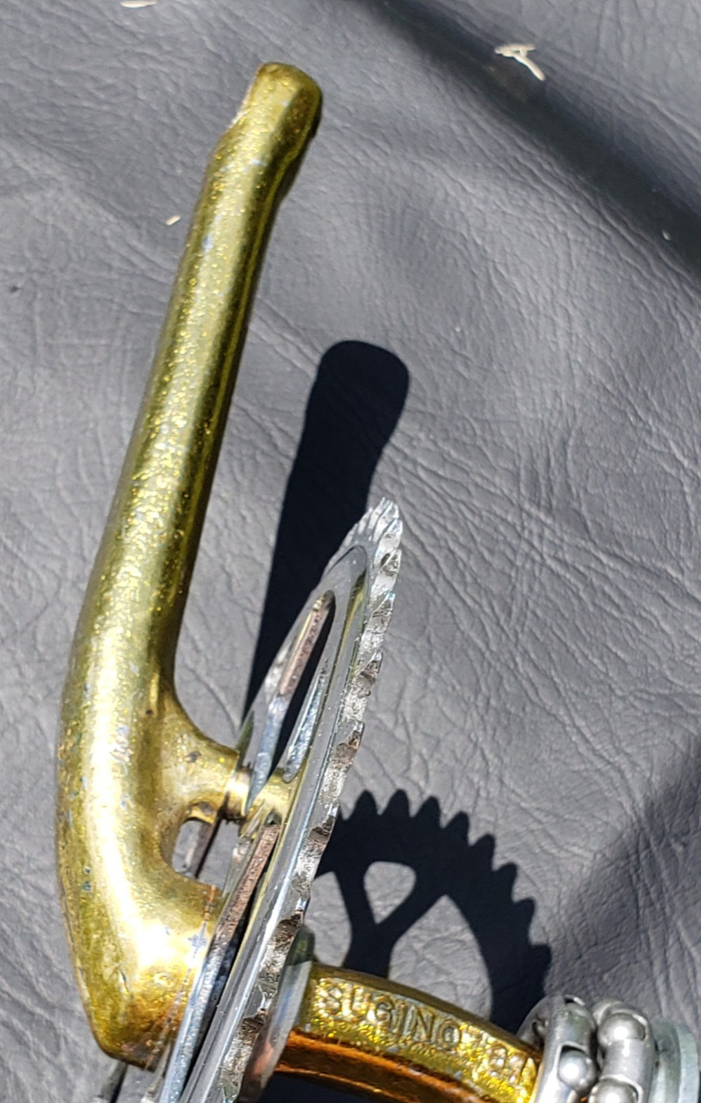 Nice! Old School Panda BMX Sugino Japan 178mm Gold Crankset 1981 40t Snowflake
