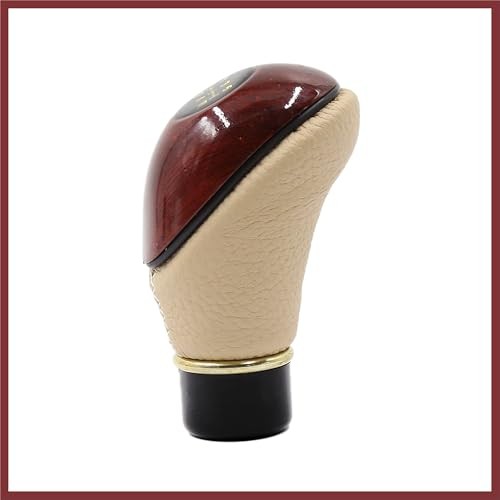 Faux Leather 5 Speed Gear Shift Knob Brown Beige for Manual Car Replace Parts
