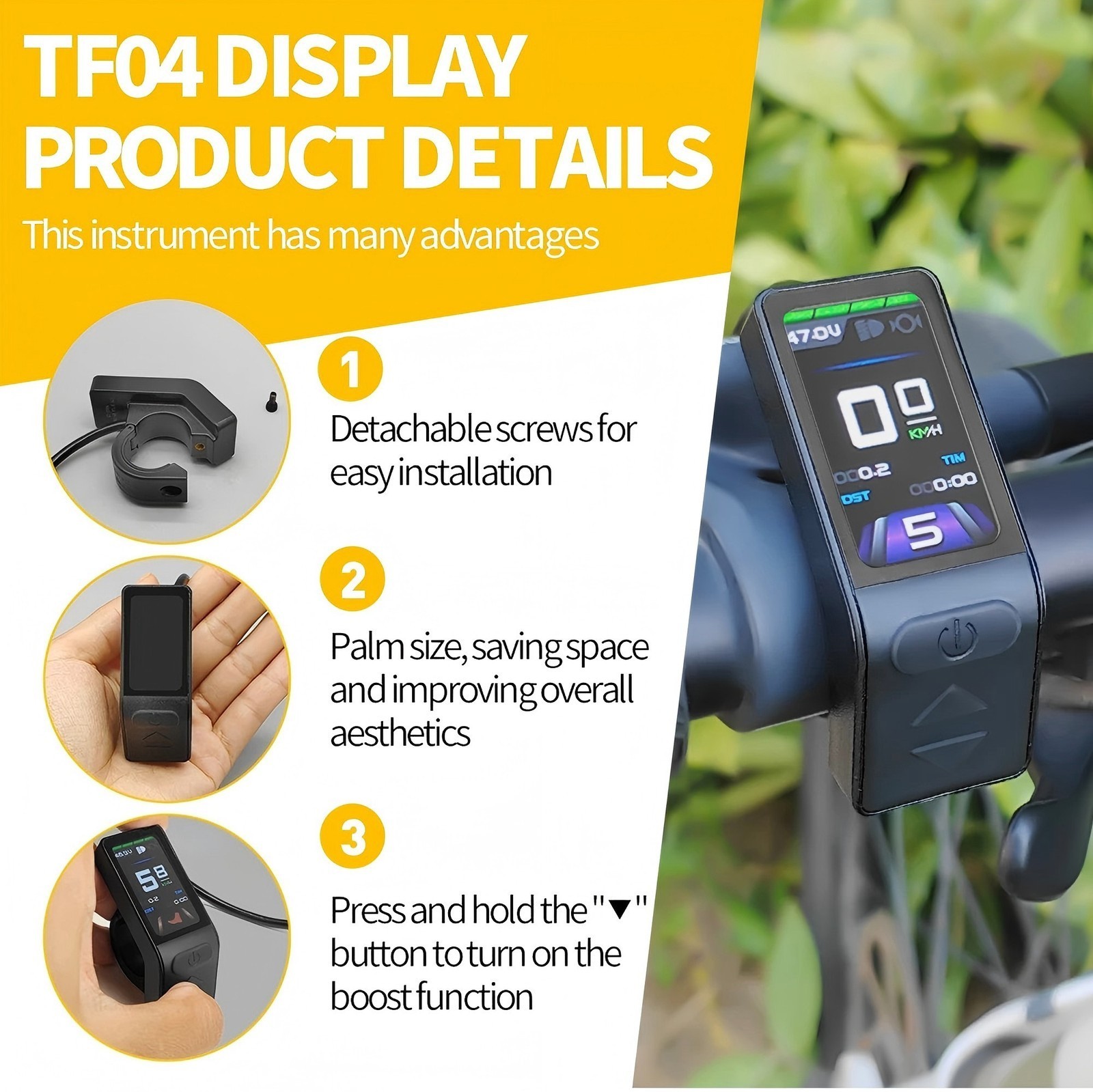Ebike 24V 36V 48V KT TF04 Display Meter Electric Bike Control Panel WP Plug