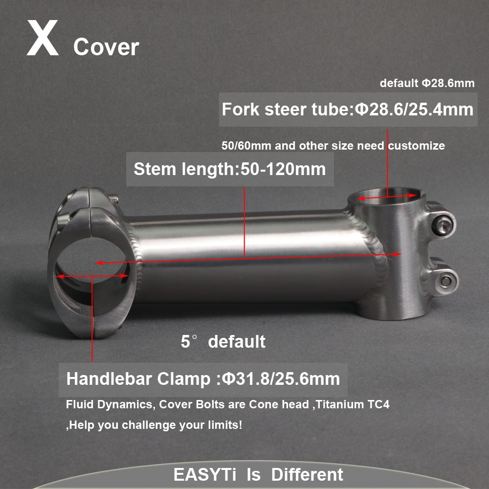 EasyTi Titanium Bicycle Stem 1 inch 31.8mm 5º XC DH MTB Road Bike Stem 50-120mm