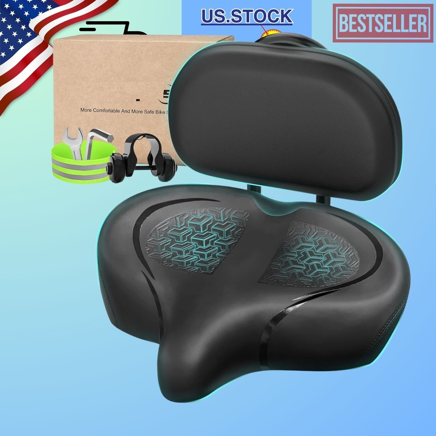 Comfort Bike Seat Wide Oversized Saddle for Men Women Exercise & Mountain Bikes