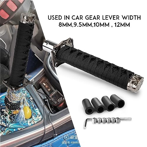 Katana Gear Shift Knob Samurai Sword Shifter Knob Universal Fit for Black+Black