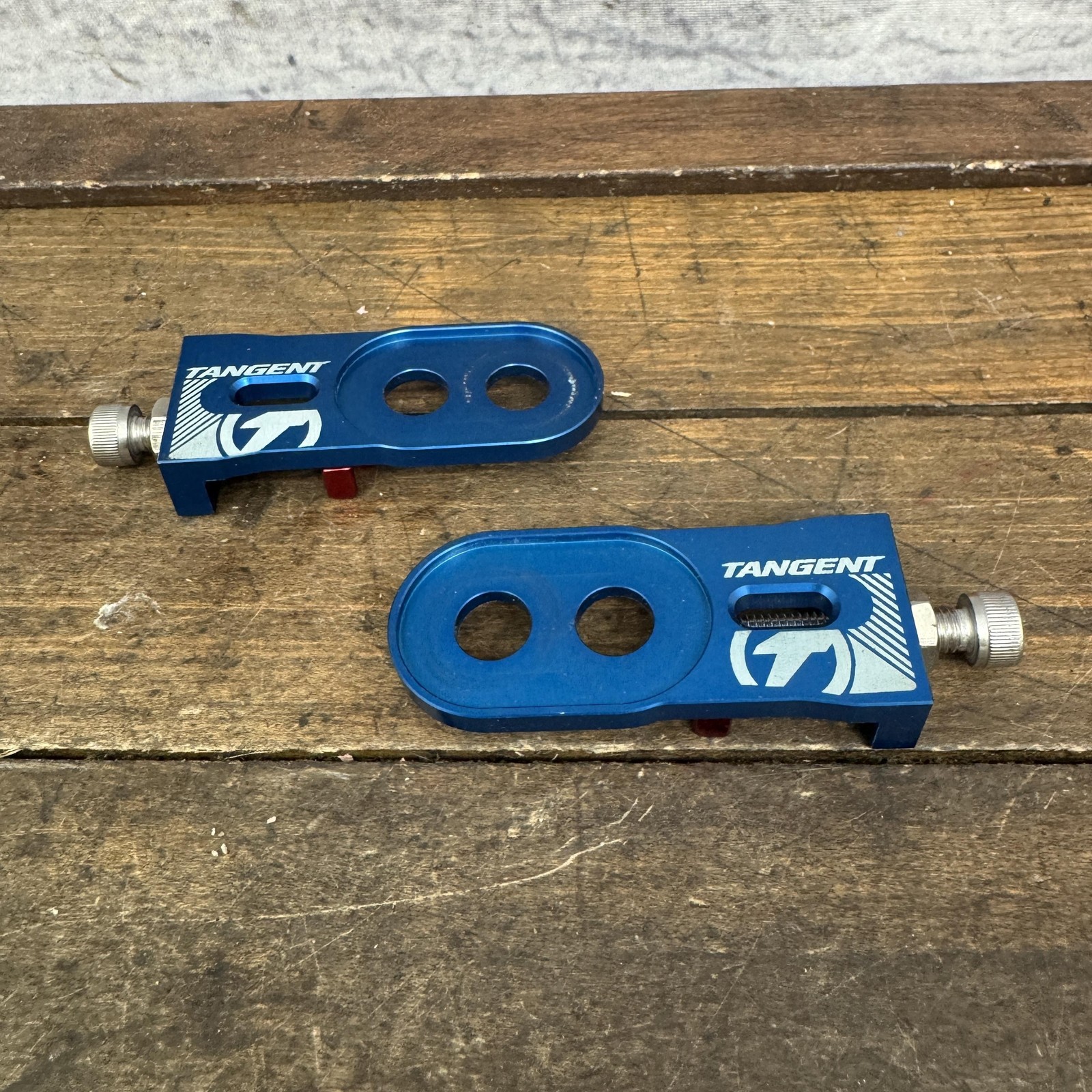Tangent BMX Chain Tensioner Pair Blue Alloy Dropout Spacer Bike