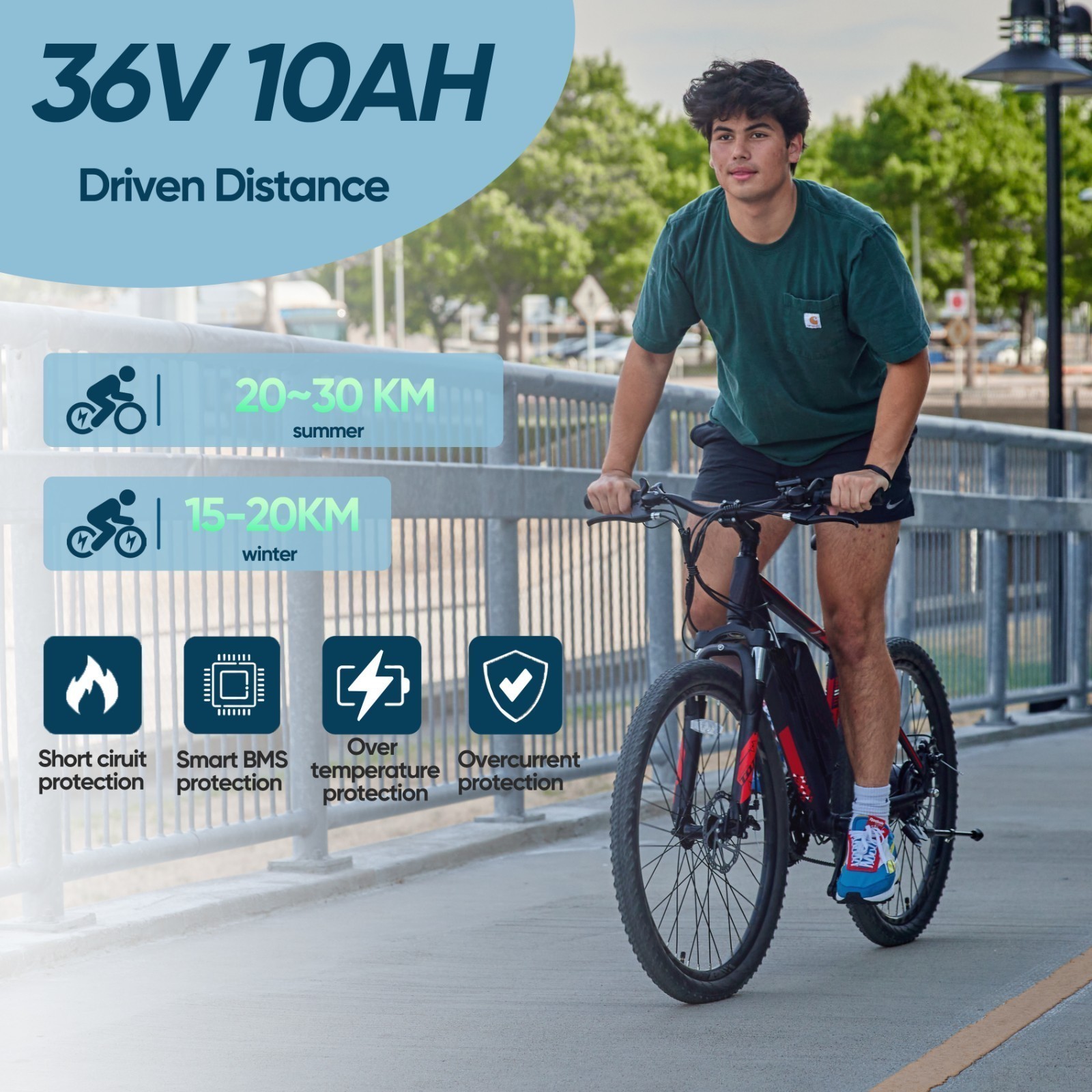52V 48V 36V eBike Lithium Battery 5-PIN for ≤2000W Electric Bicycle Bike Motors