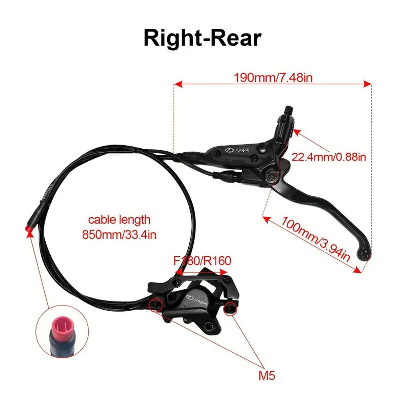 Front & Rear Hydraulic Disc Brake Set Fit for Bluvall K10 R700 SU8 Electric Bike