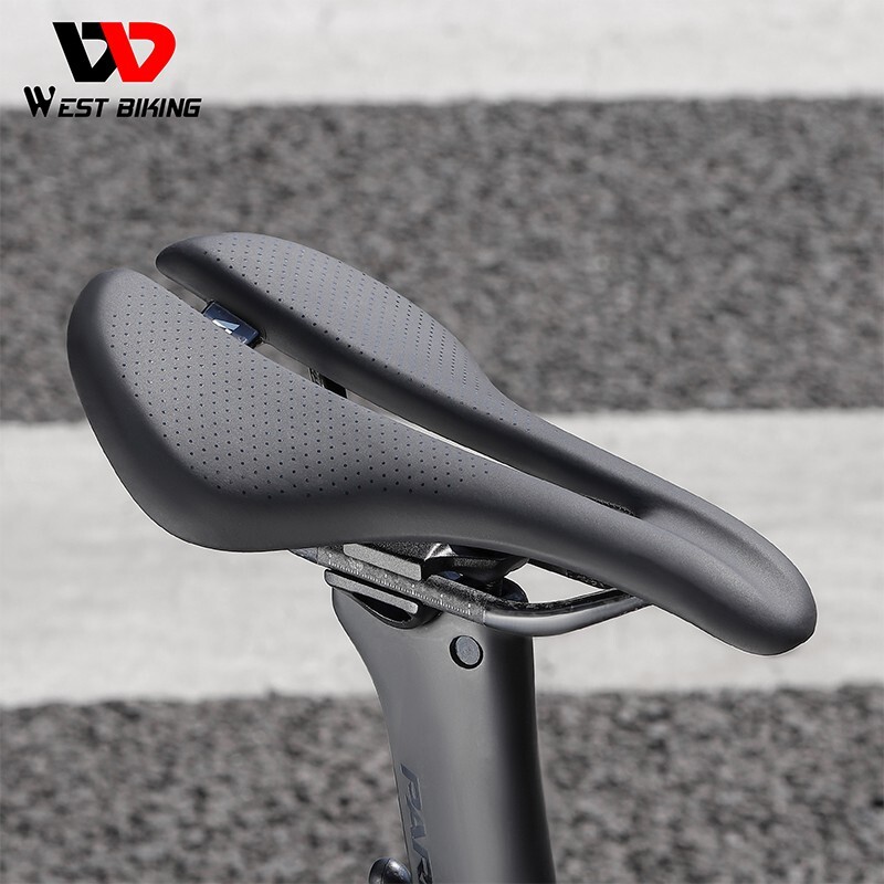 WEST BIKING Carbon Fiber Bicycle Saddle Hollow Short Nose Road Bike Seat Saddle