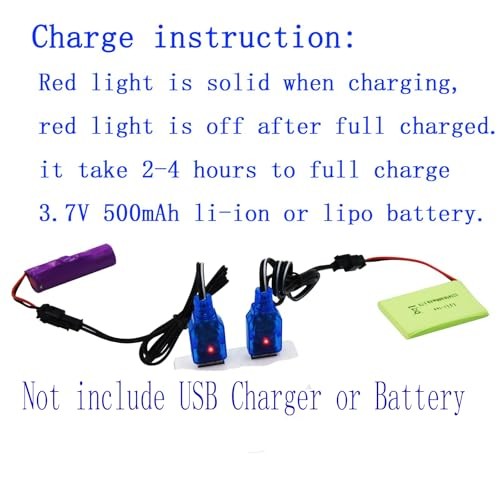 2 Pack 3.7V Lithium Battery Charger Cable with SM-2P Plug Connector for Some