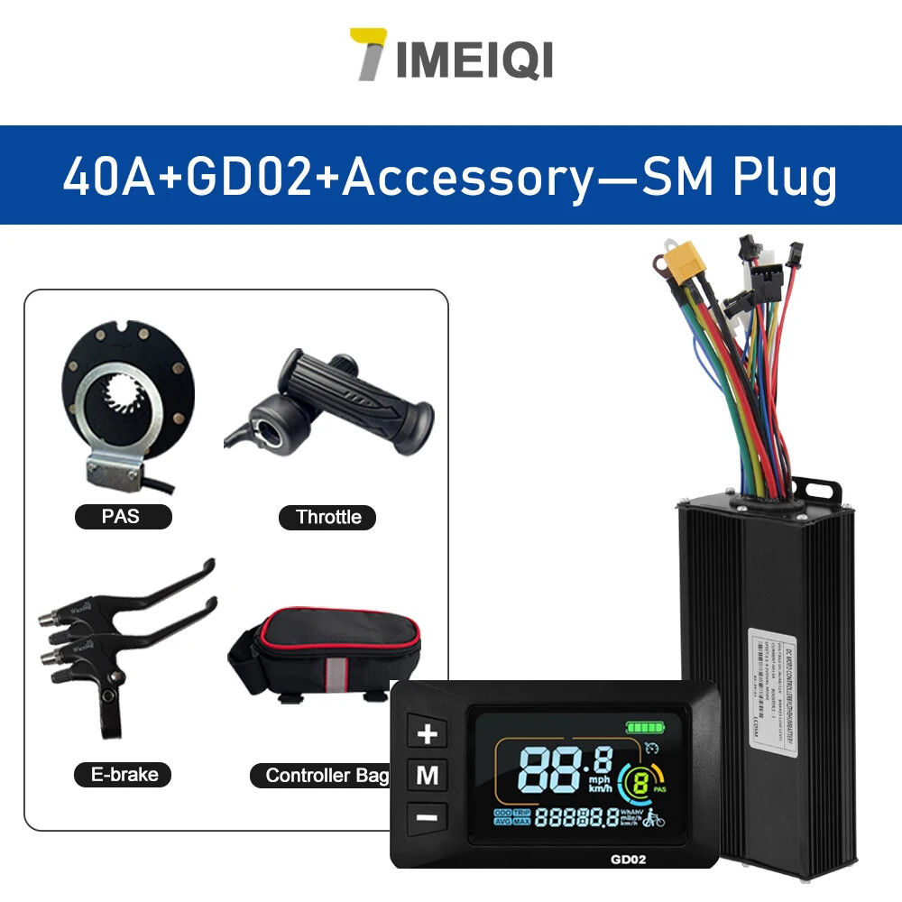 E-bike Sine Wave Controller 36V 48V 52V 40A Three-Mode with LCD Color Display