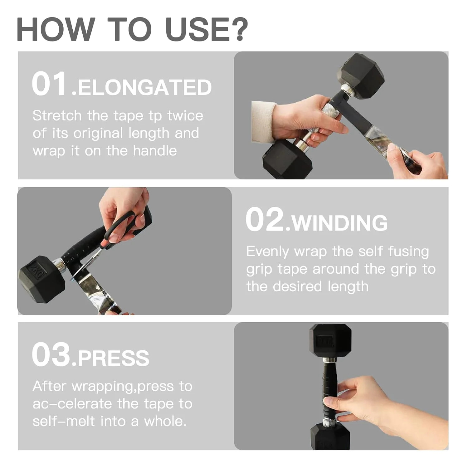 Self-Fusing Silicone Tape – No Adhesive Grip Tape for Bike Handlebar, Fishing Po