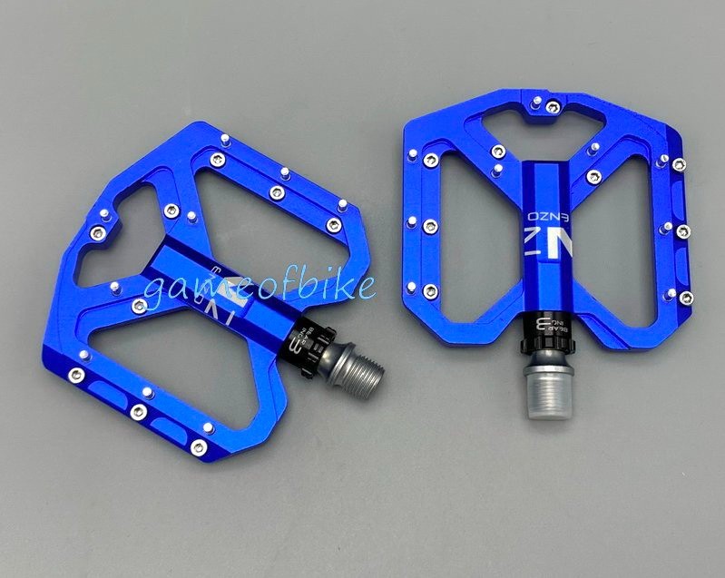 ENZO Aluminum Road MTB Mountain Bike Bicycle Pedal 3 Bearings Flat Pedals Blue
