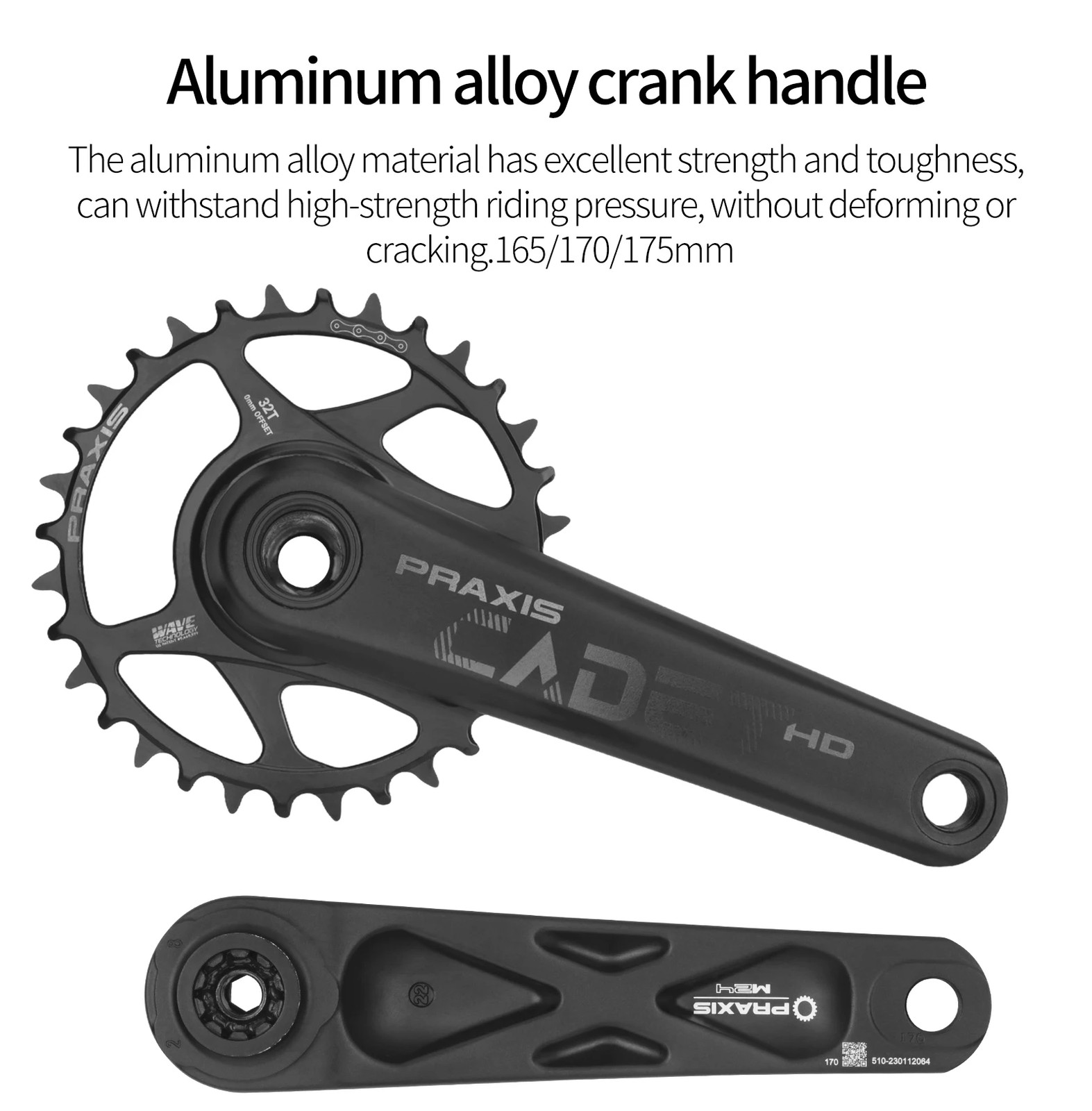 165/170/175mm 30T/32T Single Chainring Mountain Bike Hollow Integrated Crankset