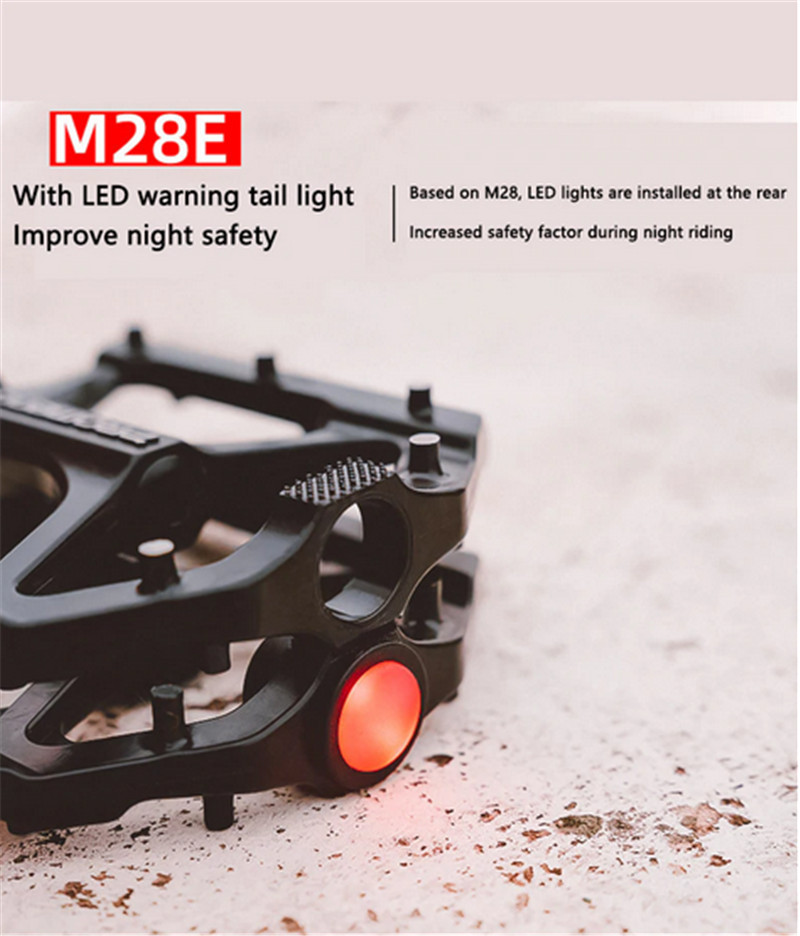 PROMEND LED Warn Light Bicycle Pedals Widen Road MTB Bike Pedals DU Bearing 9/16