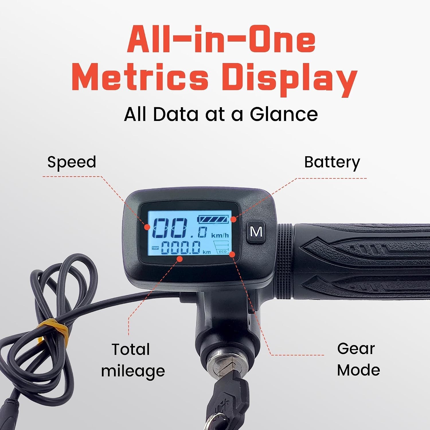 48V Ebike Throttle with LCD and Key Lock for Tutti Soleil Electric Bikes
