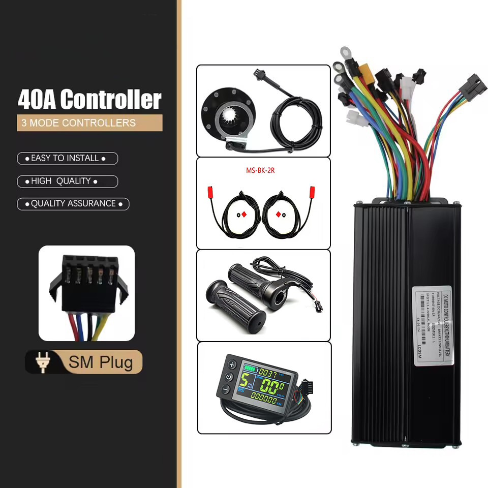 E-bike 40A 3-Mode Sine Wave Controller 36V 48V 1500W 2000W with LCD Display Set
