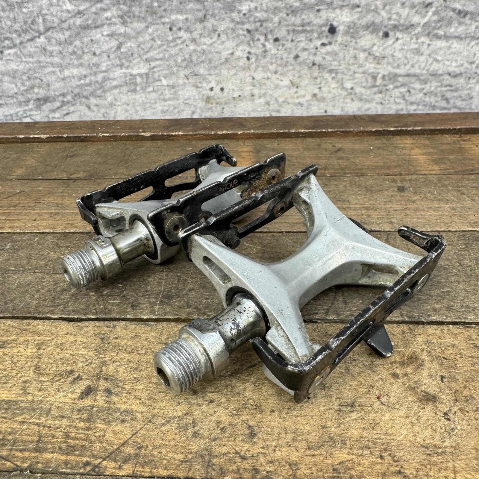 Vintage Suntour Cyclone Pedals 9/16 In Road Bike Platform Japan Silver 80s
