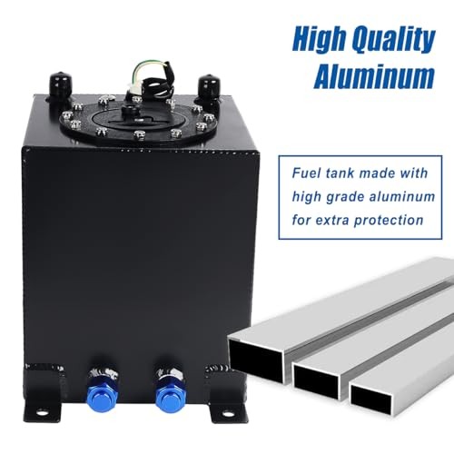 2.5 Gallon 10L Fuel Cell Tank with Cap and Level Sender Polished Aluminum