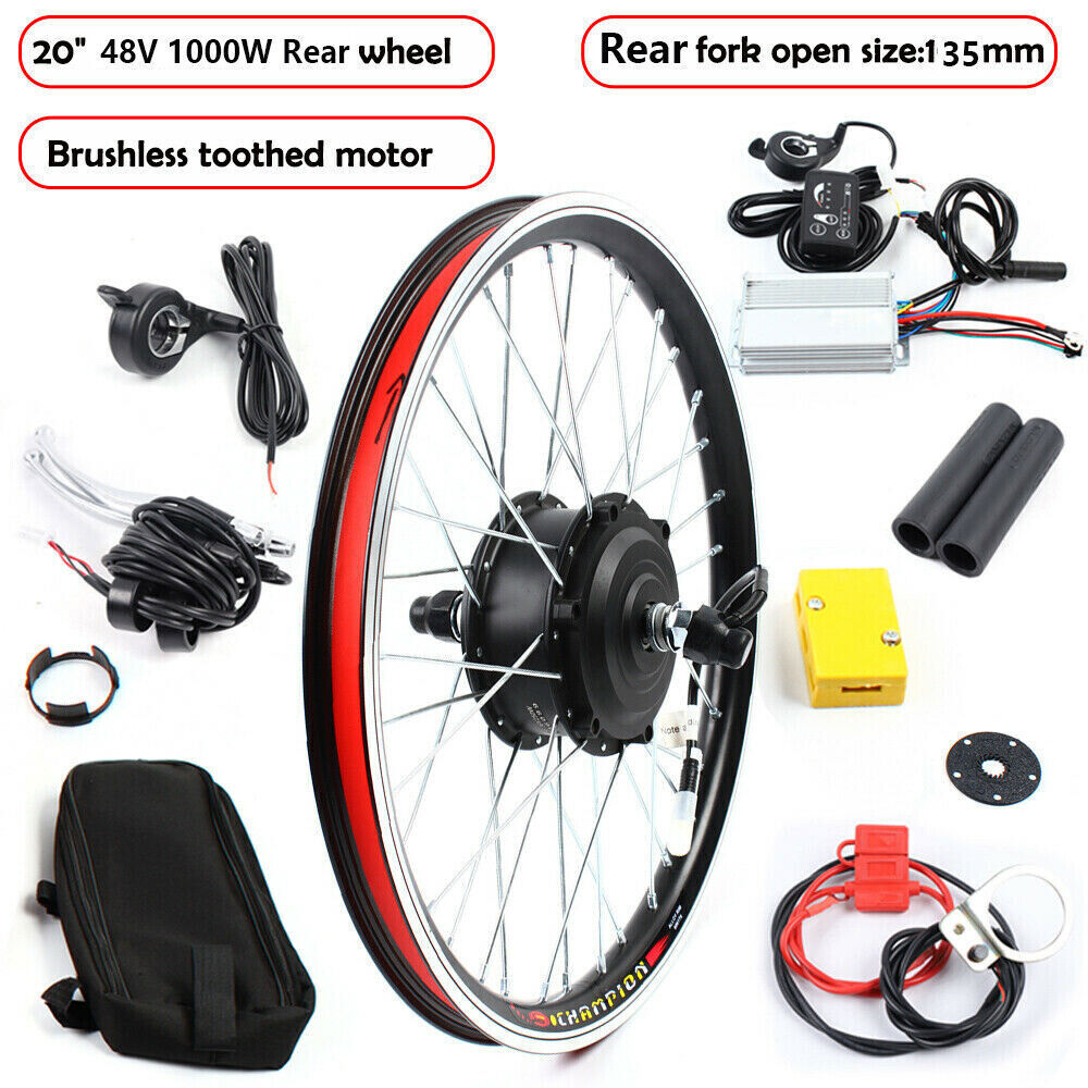 48V 1000W 20Inch E-Bike Conversion Kit Electric Bike Motor Rear Wheel Set Parts