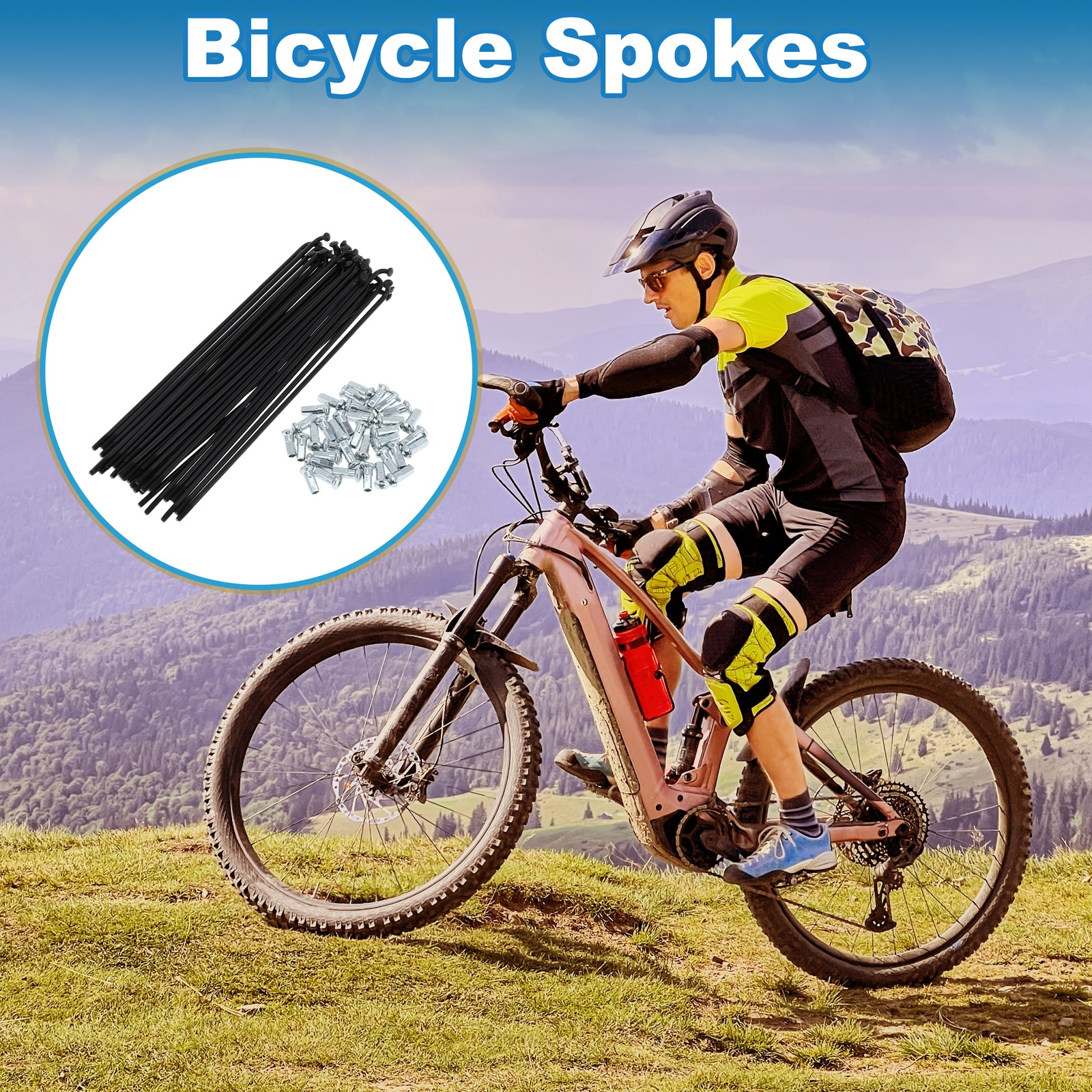 1Set 12G 155mm Length Bicycle Spokes Nipple Carbon Steel Black Universal