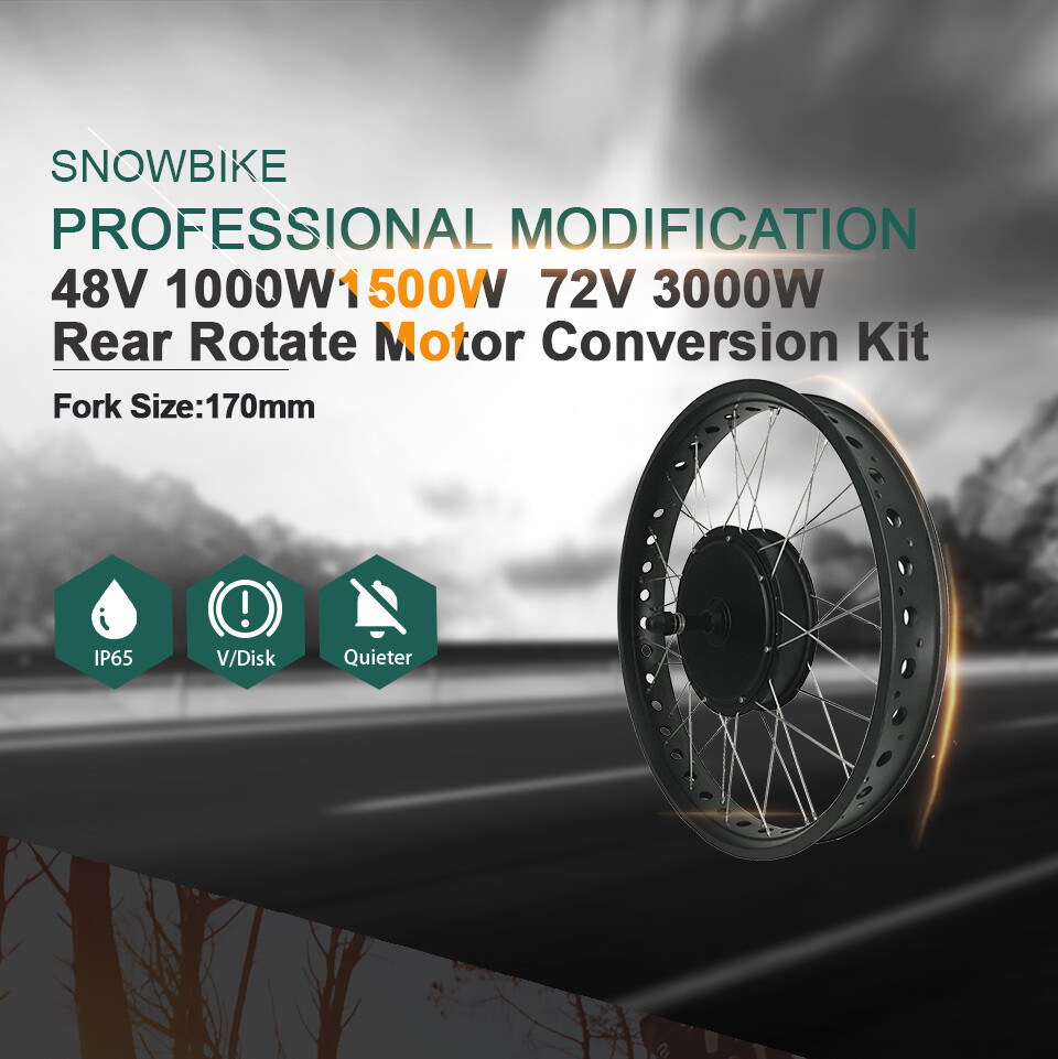 48V 1000W 1500W 72V 3000W Fat E-bike Snow Brushless Non-Gear Rear Rotate Motor