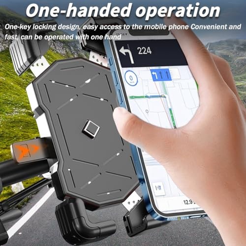 Motorcycle Phone Mount, ABS Quick Release Bike Phone Holder for 4.7» Black