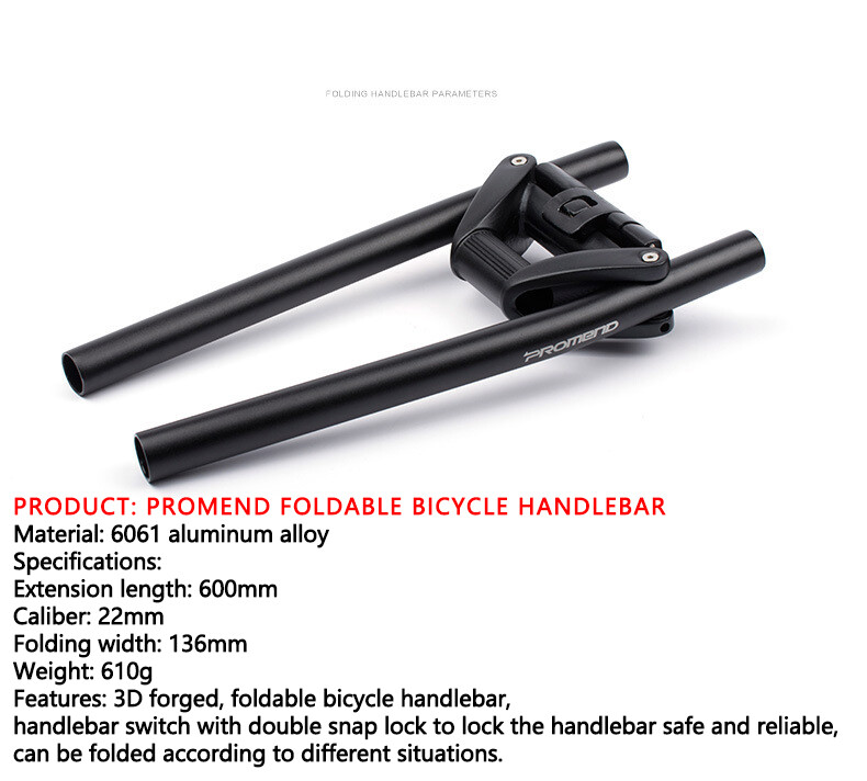 PROMEND Foldable Bicycle Handlebar MTB Mountain Bike Handlebar Fit 25.4mm 31.8mm