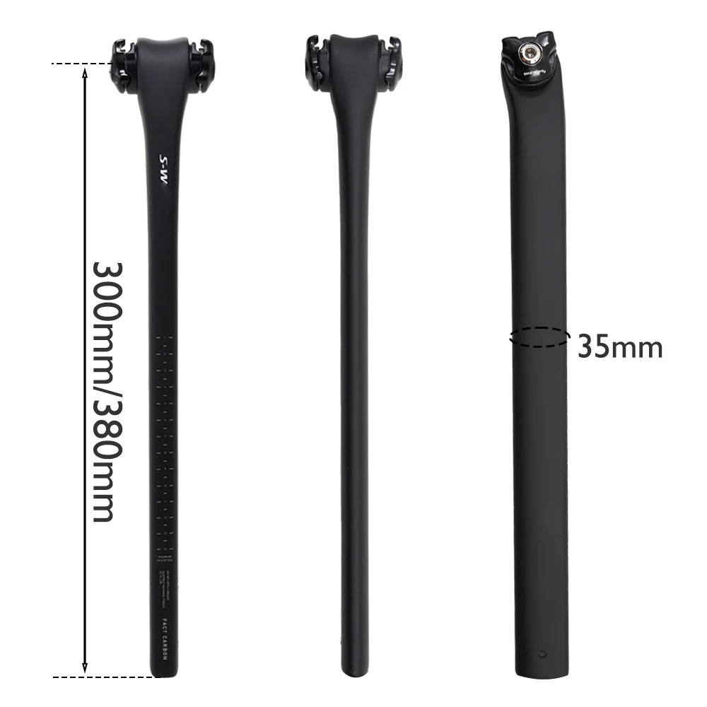 D-Shaped Matte Carbon Fiber Bicycle Seatpost 0mm Offset 300mm 380mm Length