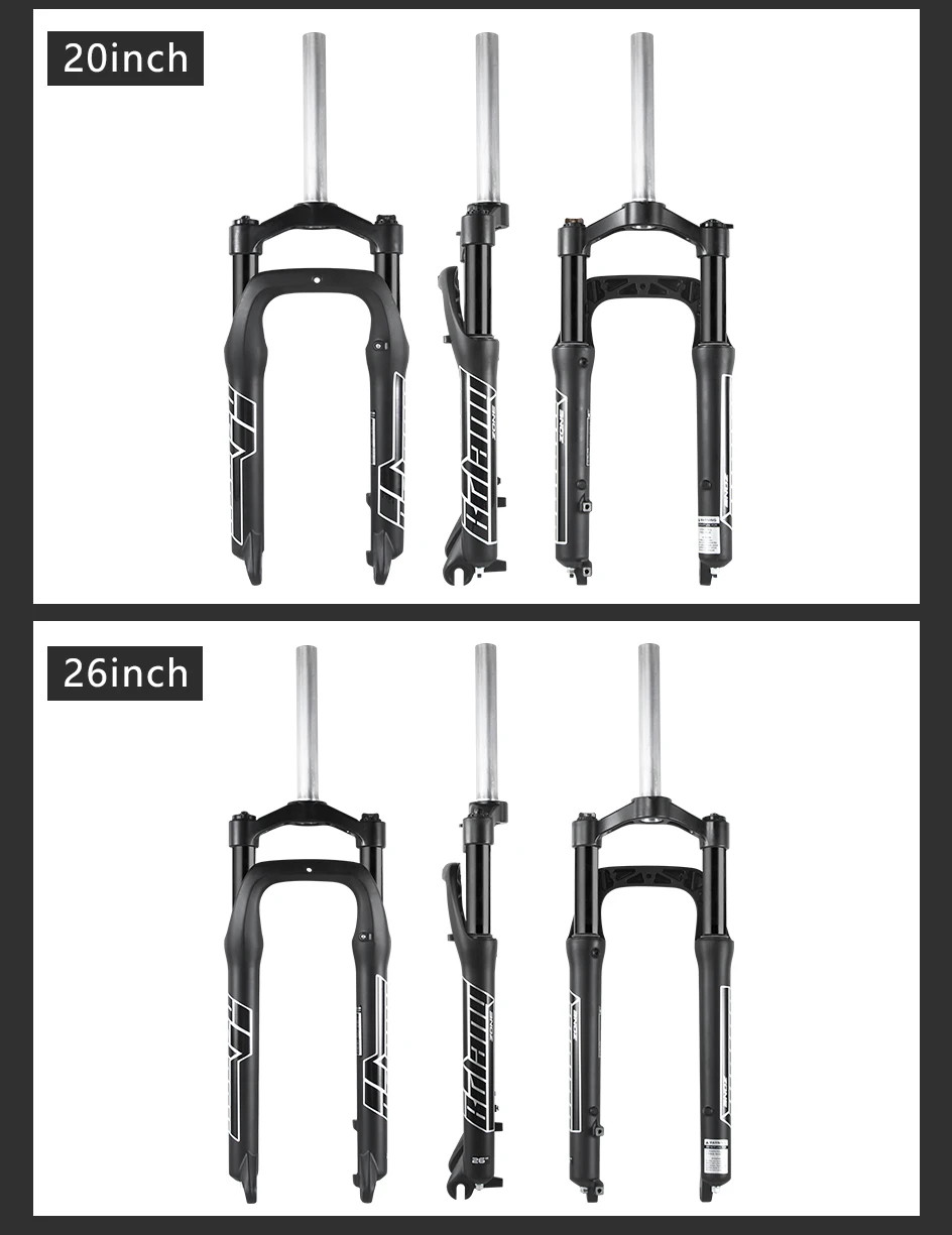 Snow E-bike Supension Air Fork 20/26inch Fat Tire MTB Front Fork 100mm Travel