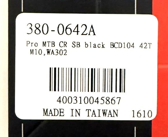 FSA Pro SL-K 104 BCD 104BCD 42 tooth Alloy MTB Chainring Black WB302 380-0642A