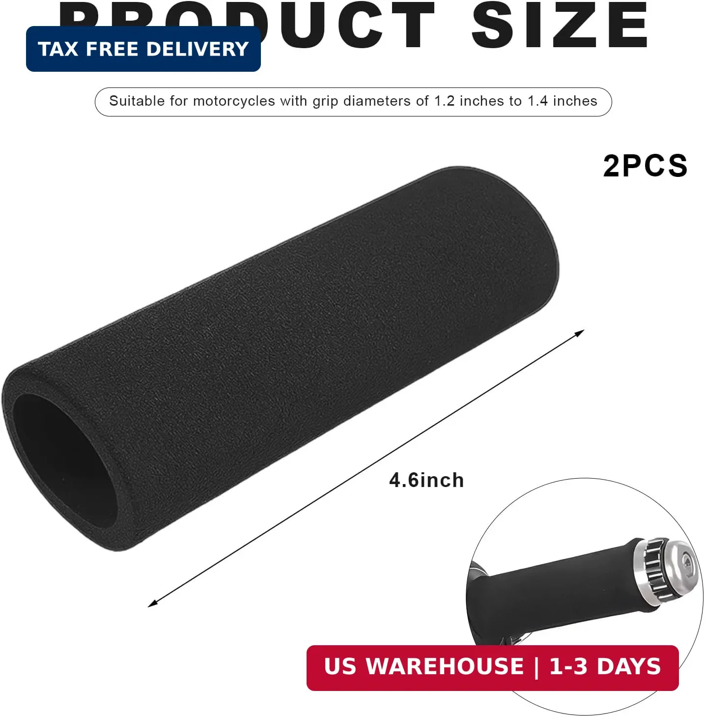 2 PCS Foam Handlebar Grips, Anti-Slip Motorcycle Bar Grip Comfortable Handle Cov