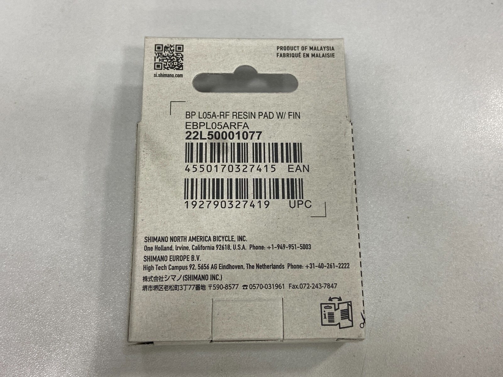 Shimano L05A-RF Resin Disc Brake Pads w/ Fin (1Pair)