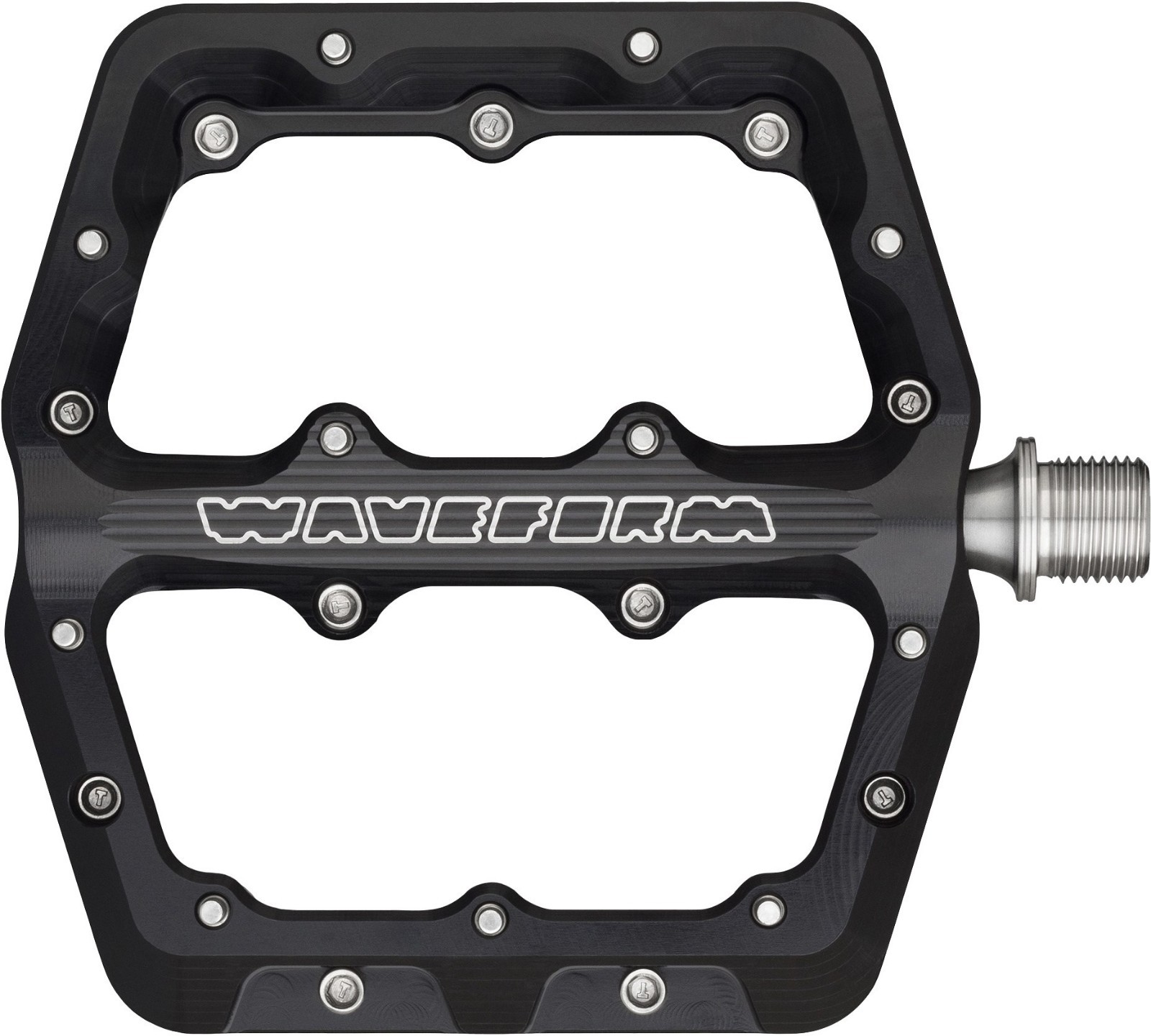 Wolf Tooth Waveform Pedals Aluminum MTB Flat Dual Concave Grip, Black