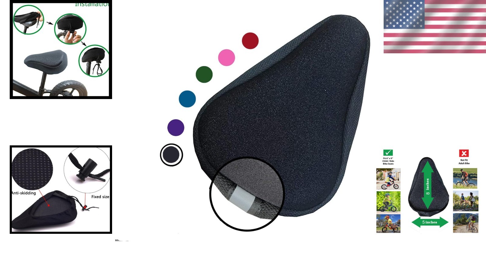 Child’s 8×5 Inch Comfort Gel-Bike Seat Cover – Easy Installation & Secure Fit