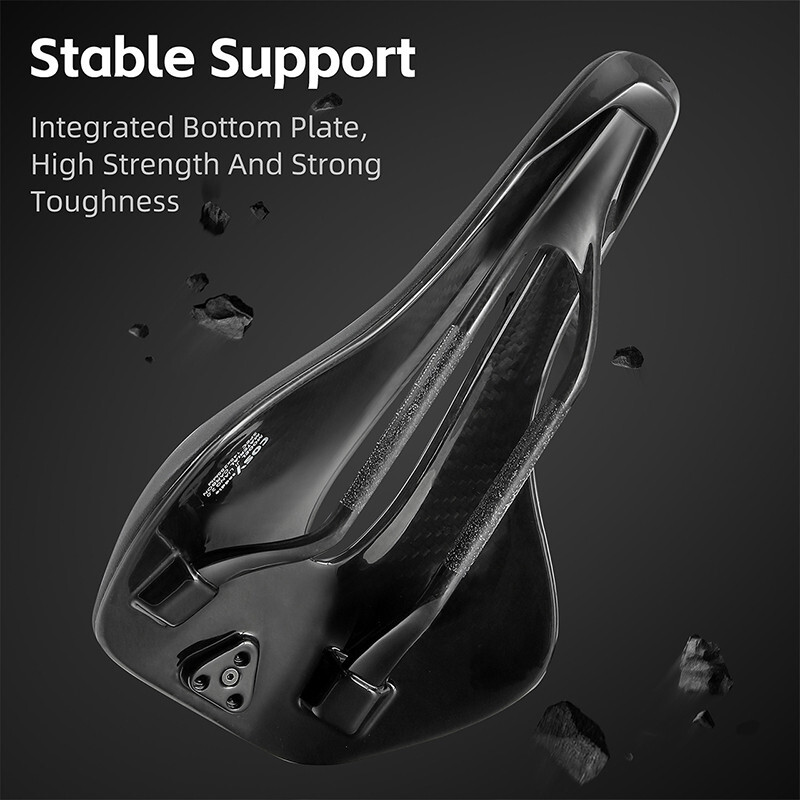 WEST BIKING PU Leather Carbon Fiber Bike Saddle T700 Hollow Bicycle Saddle