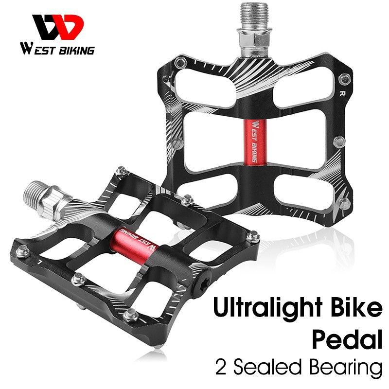 WEST BIKING DU 2 Sealed Bearings Bike Bicycle Flat Platform Pedals 9/16″ Black