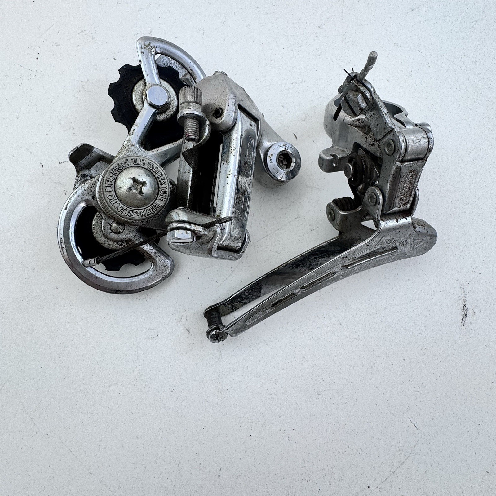 Vintage Suntour Seven 7 Derailleur Set Front Rear 28.6 Bottom Pull Bike A16