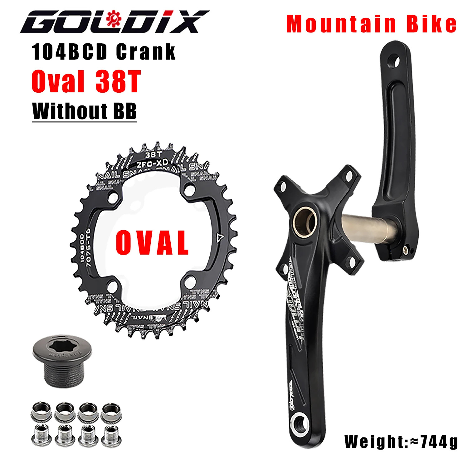 104BCD MTB Crankset 165Mm 170Mm 175Mm Crank Round/Oval Chainring 32T/34T/36T/38T