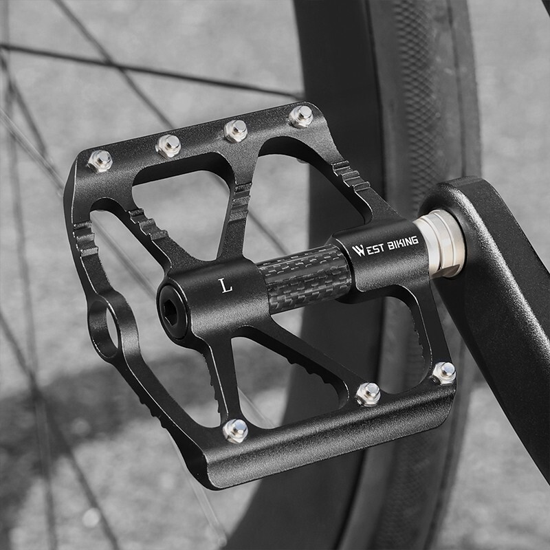 WEST BIKING Bicycle Pedals Carbon Fiber Axle 3 Bearing Aluminum Bike Flat Pedals