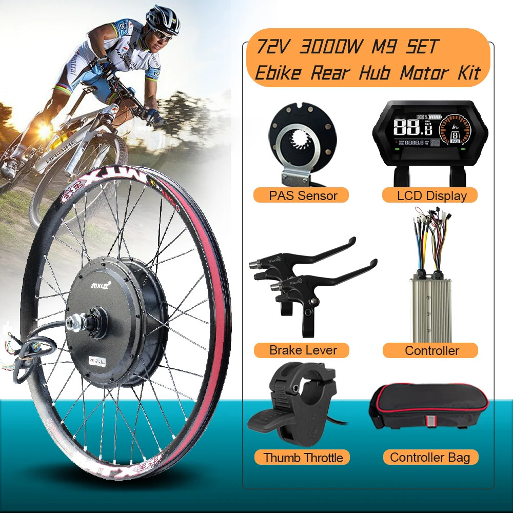 72V 3000W Mountain Electric Bike Brushless Rear Hub Motor Wheel with LCD Display