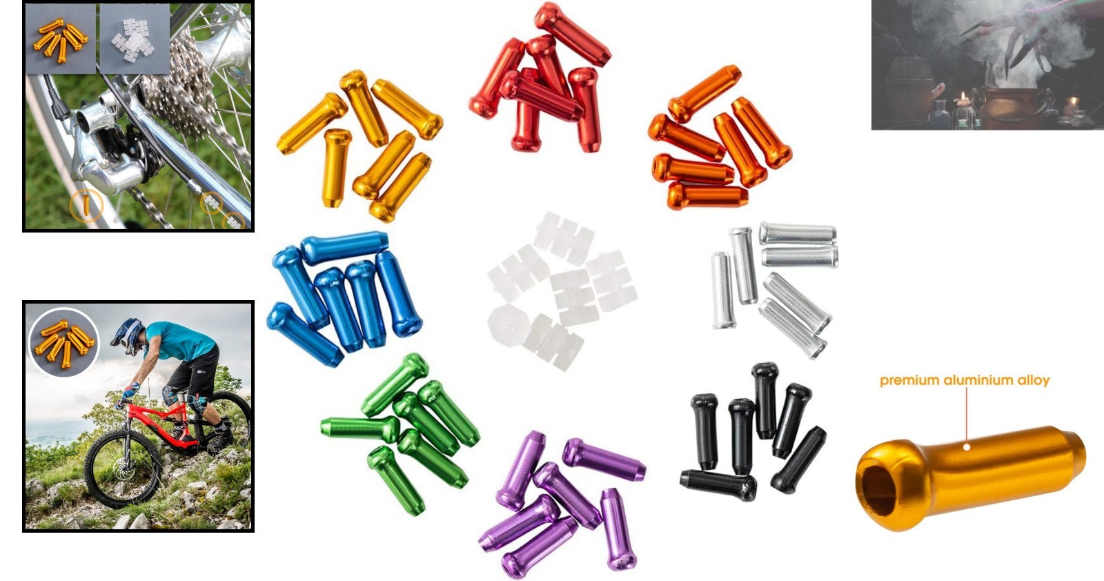Lightweight Bike Cable End Caps in 48PCS with 6 Rubber O-Rings for Easy Install