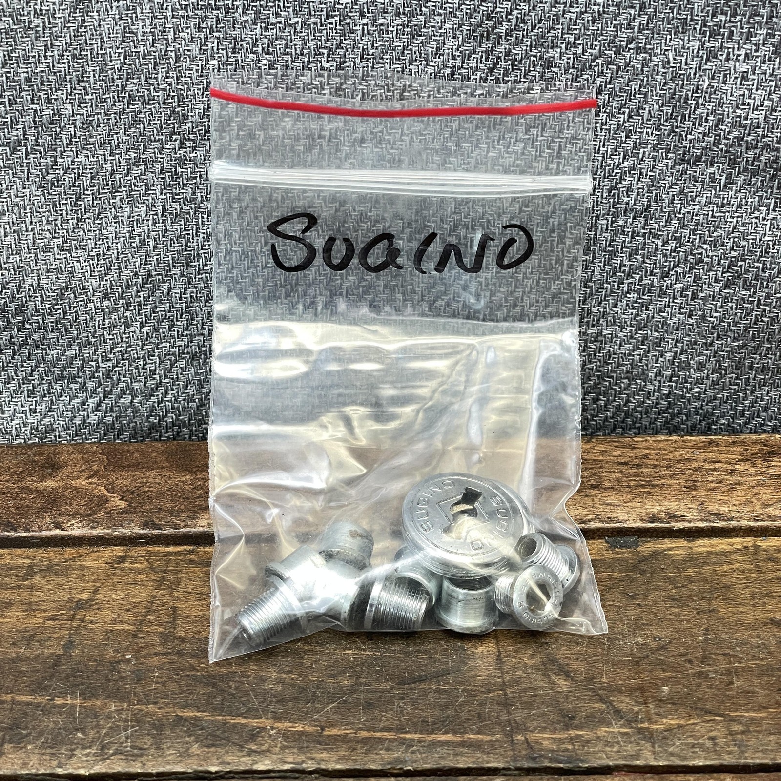 Vintage Sugino Chainring Bolts Nuts Dust Caps Silver Drivetrain Bike Parts Kit
