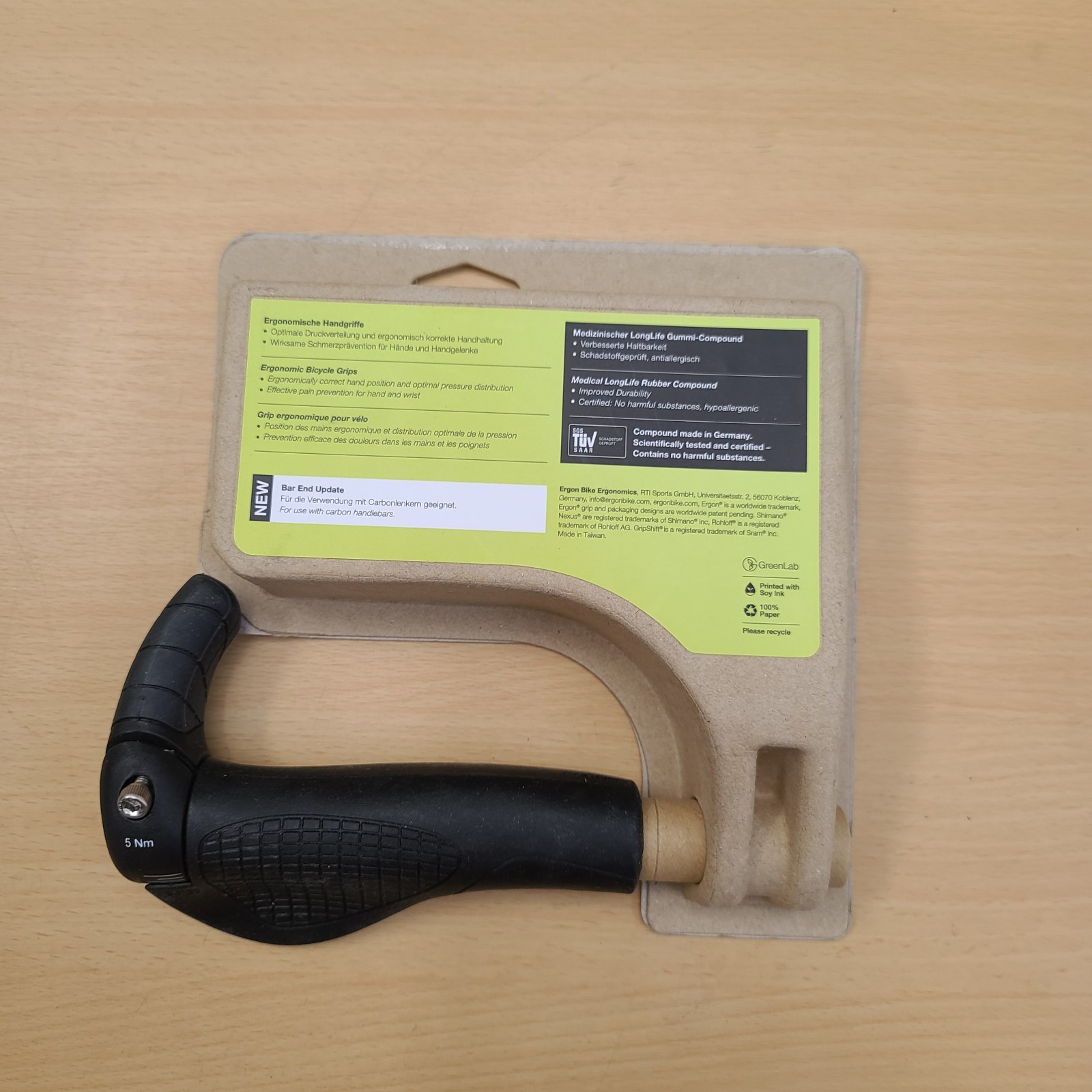 Ergon GP2-L Large Handlebar Bike Grips MTB Racing 2-Finger Bar Ends Black / Gray
