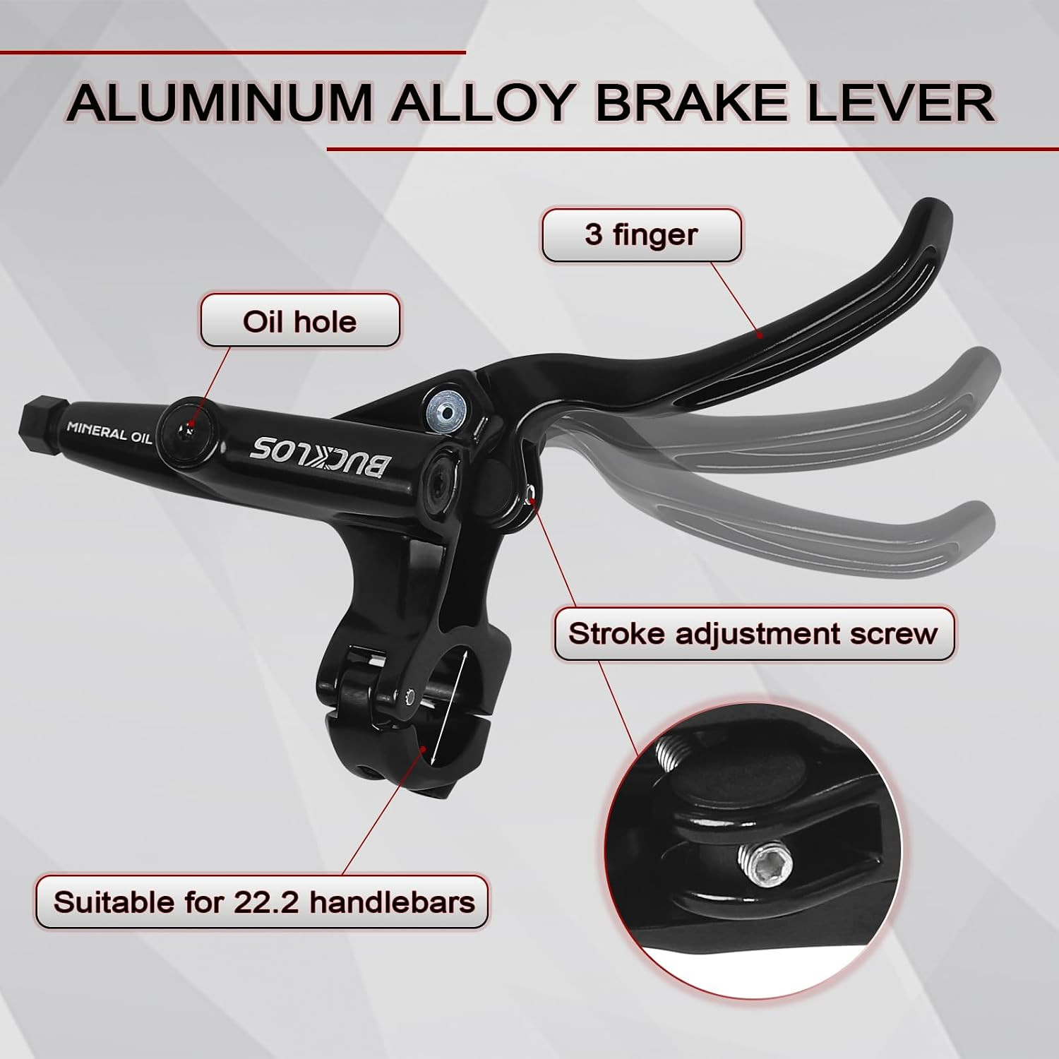 BUCKLOS MTB 4 Pistons Hydraulic Disc Brake Set, Mountain Bike Left Front 850 Mm