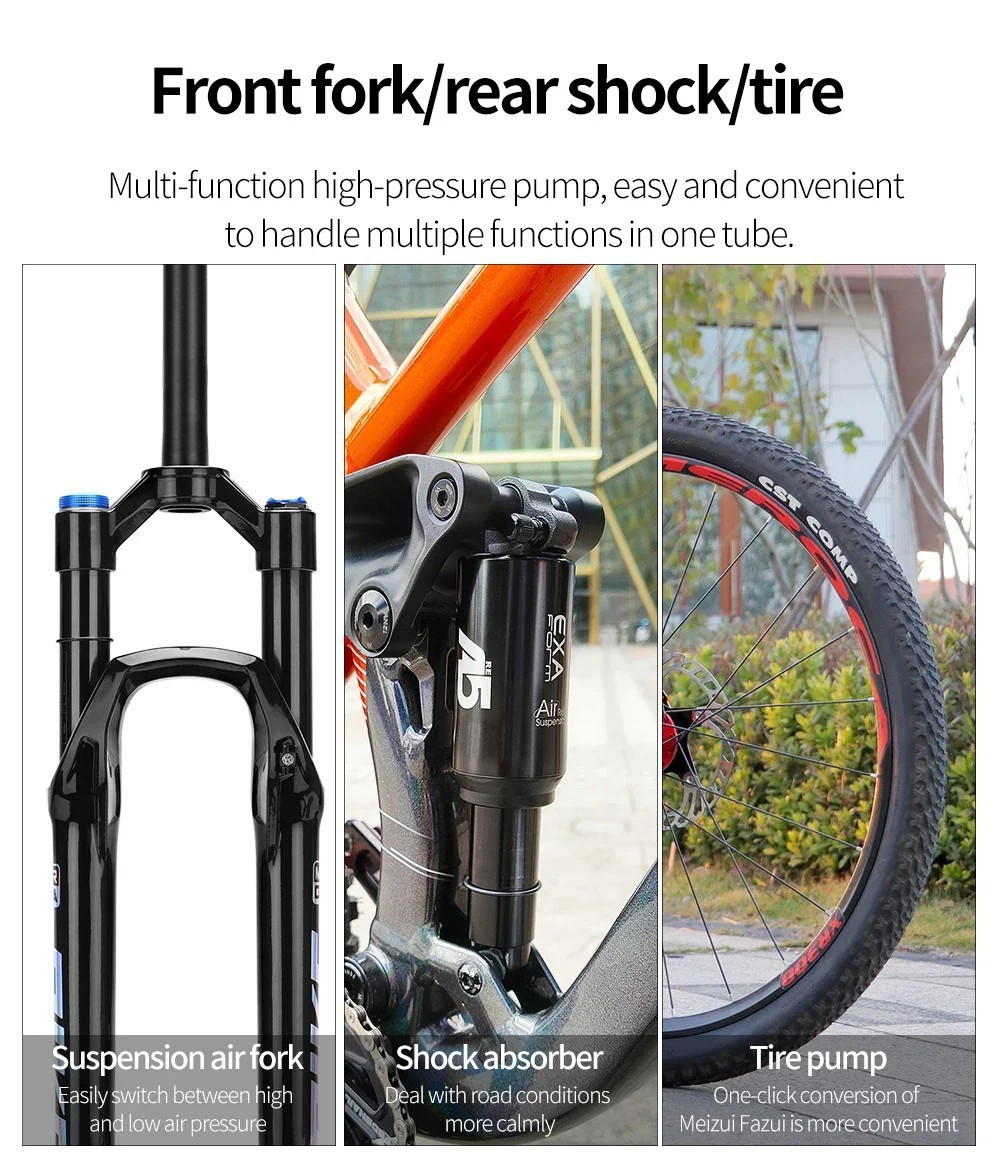 DNM AO-39RC MTB Bike Rear Shock Absorber 165/190/200mm Air Suspension Bike Pump