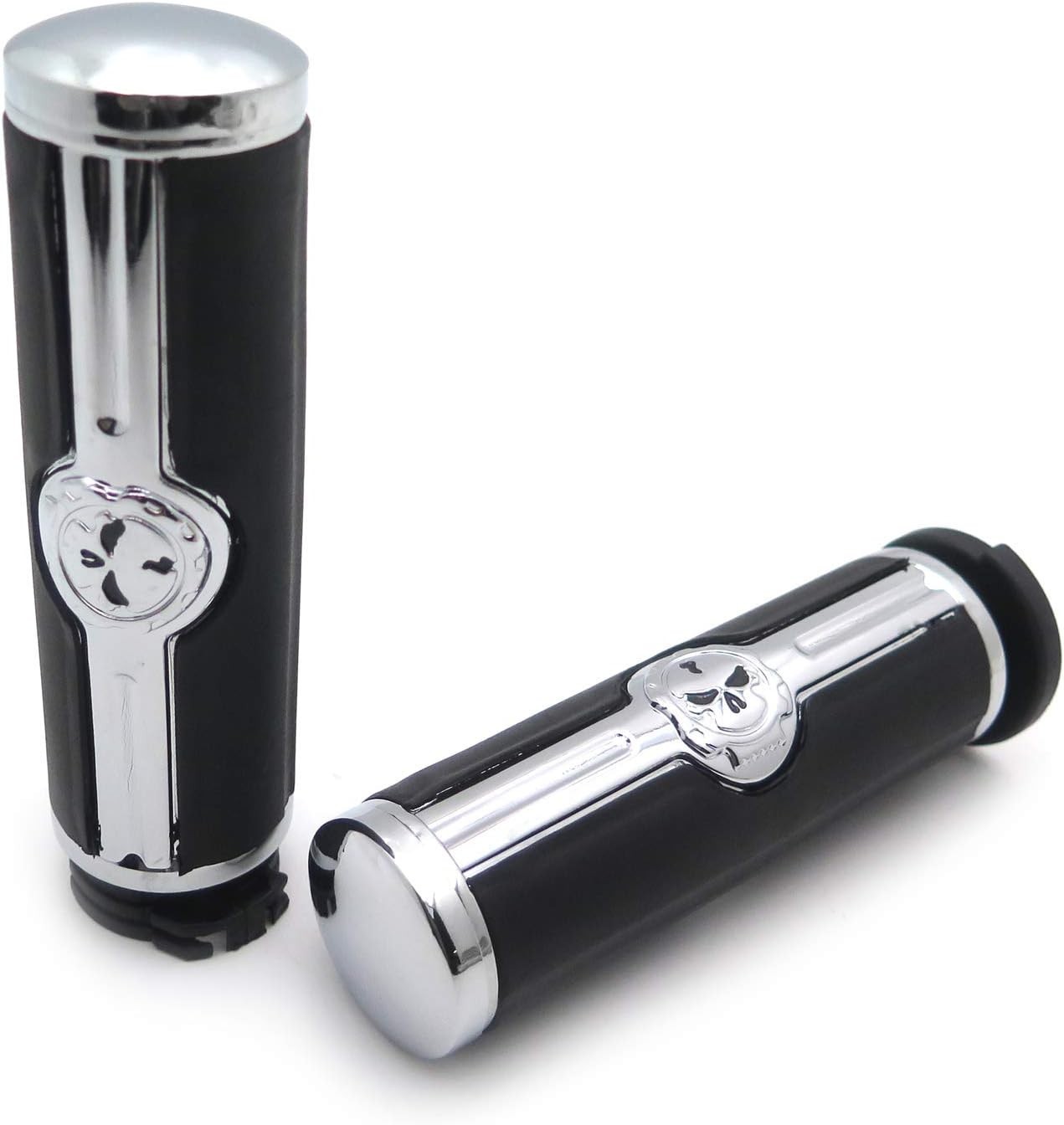 Chromed Handlebar Skull Grips to Compatible with 96-07 Touring Models and96-late