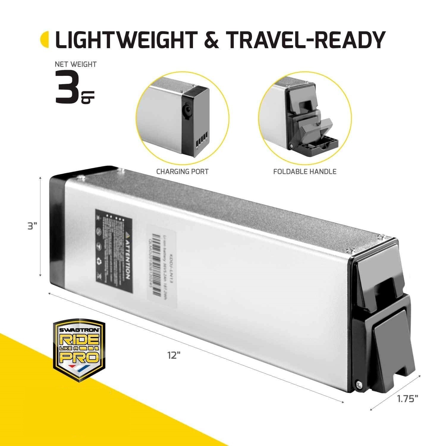Swagtron EB-7 eBike Swappable Battery Pack Replacement, 36V