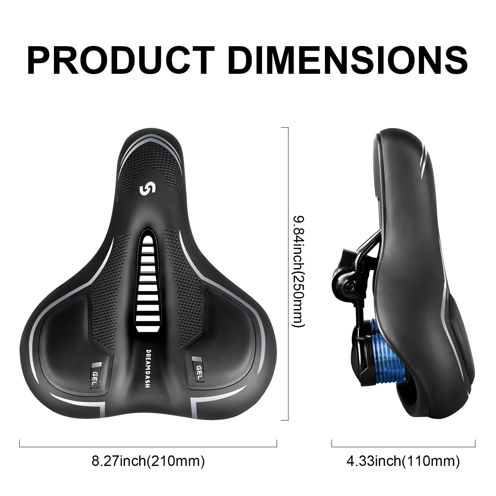 A Pair Bicycle Bike Saddle Seat Comfort Wide Big Bum Soft Gel Cushion Pad Sporty