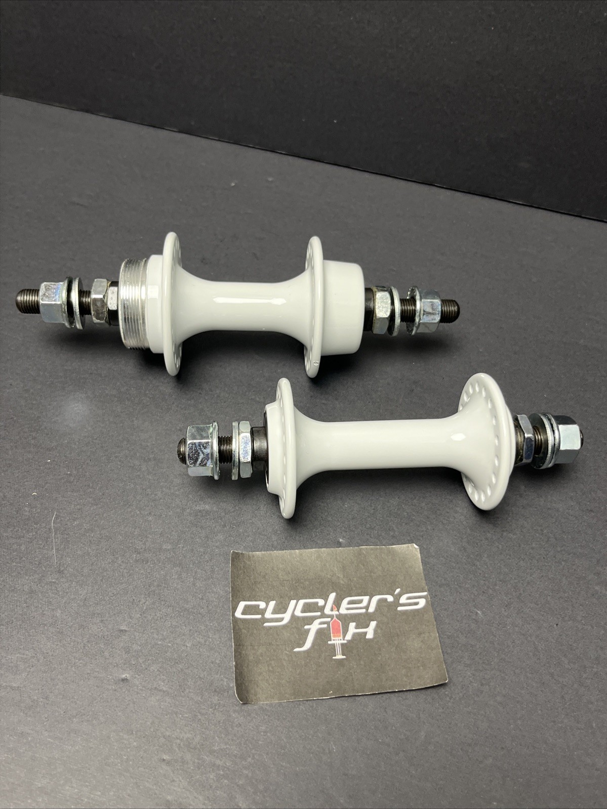 36h Low Flange White Alloy Bmx Hub Set freewheel fit: Gt Powerlite Suzue Haro*