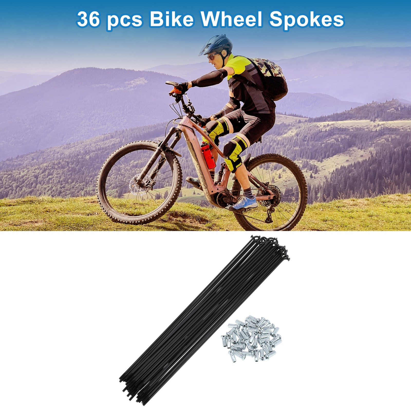 1Set 12G 278mm Length Bicycle Spokes Nipple Carbon Steel Black Universal